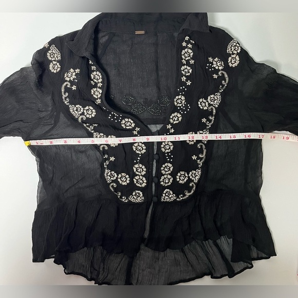 Free People Kasey Whimsygoth Top Black Chiffon Size M - Picture 5 of 8